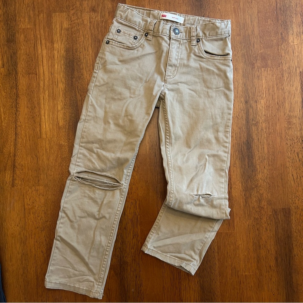 Levi’s 511 Slim Khaki Chino Pants Distressed Knees | Boys 6